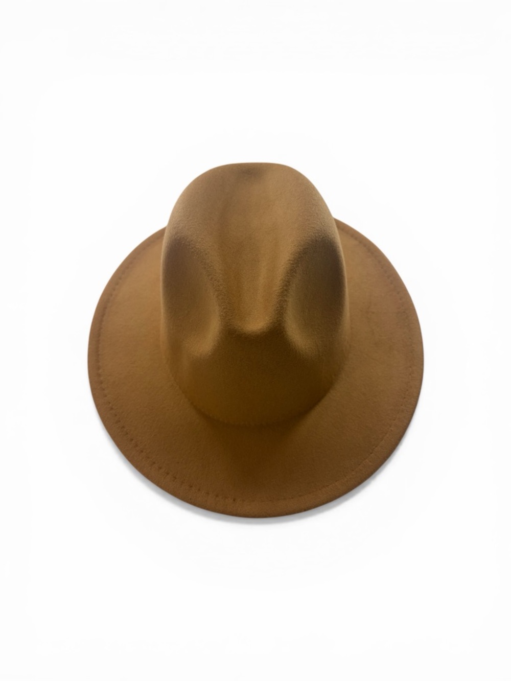 Women’s wide brim Beige, Brown Felt Fedora Hat, Mountian hat, OS - Picture 4 of 6